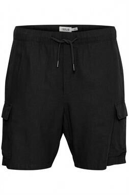 NEW SOLID men's aurelius linen cargo shorts in true black
